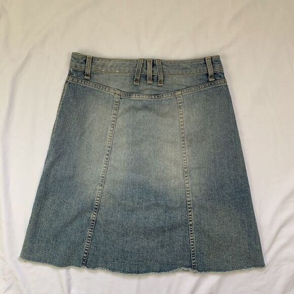 Mcguire Denim Button Front Colombier Skirt 24 Light Wash Raw Hem Michelada 20” - Picture 7 of 8
